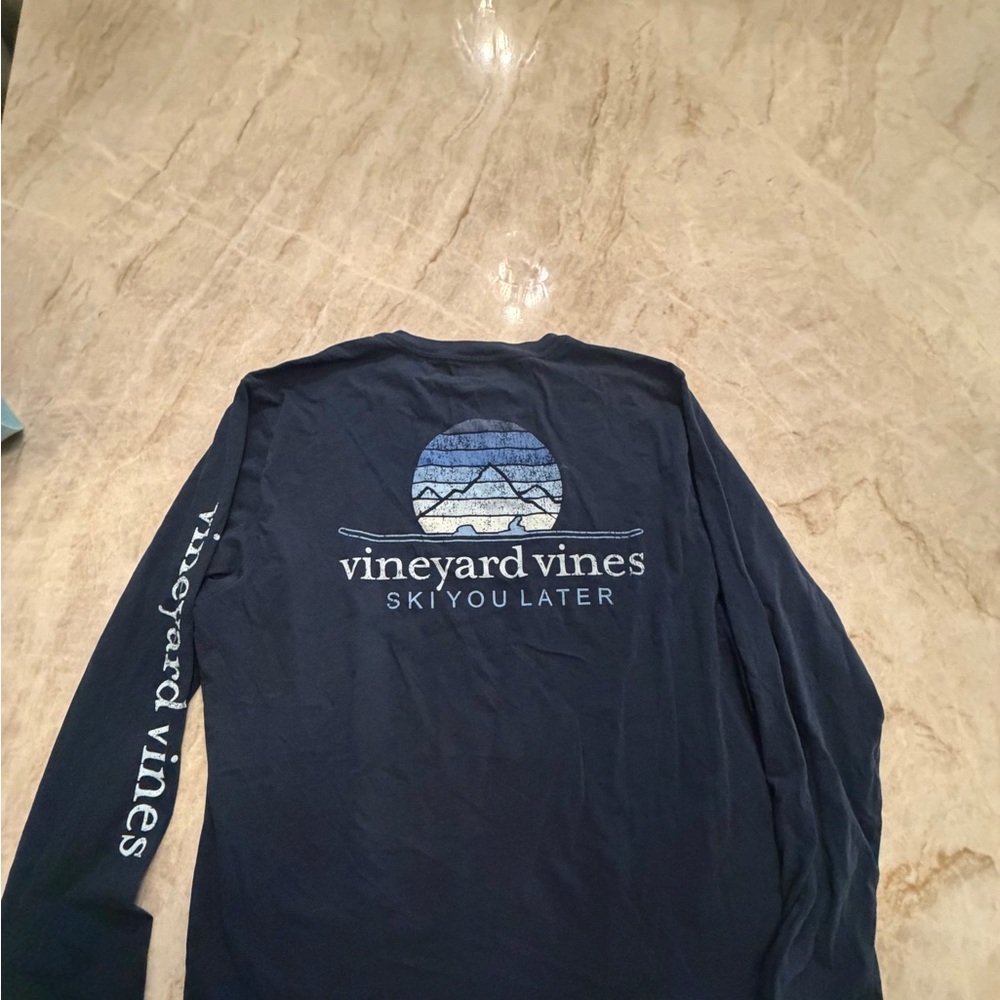 Vineyard Vines Men's Blue 'Ski You Later' Long Sleeve Tee